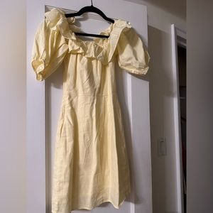 NWT H&M Linen Blend Light Yellow Dress. Size XS